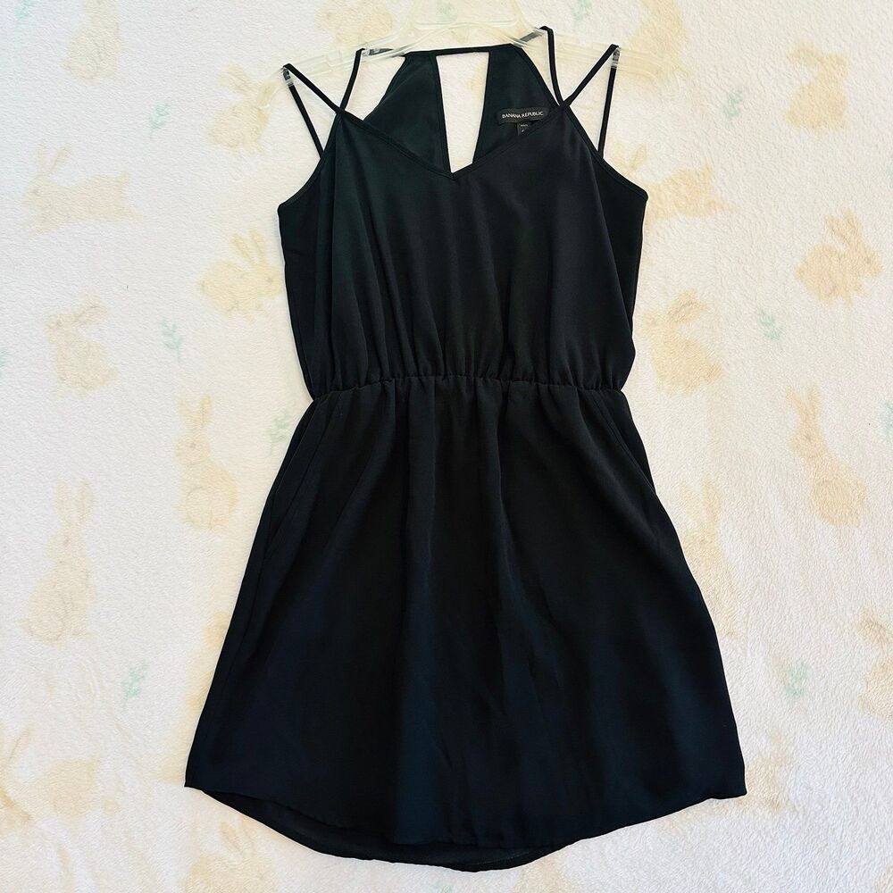 Banana Republic Black Strappy Cutout Dress with Pockets Size 0P